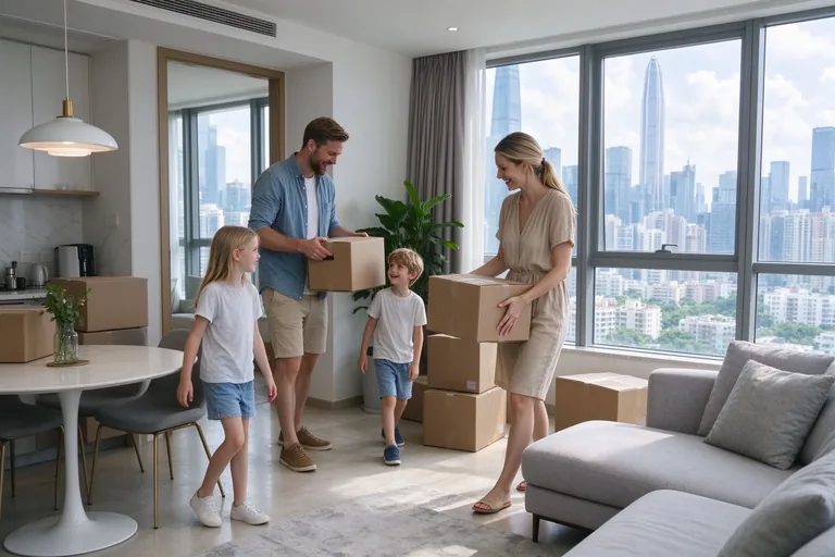 Expat family moving into a modern Shenzhen apartment